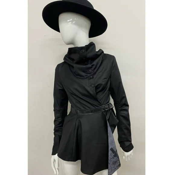 Dolls Kill - Widow Assymetrical Cowl Neck Lace Blazer Jacket Black Large Nwt - Picture 3 of 3